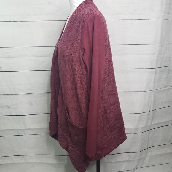 LOGO Lori Goldstein Knit Cardigan faux suede  S - Picture 8 of 8